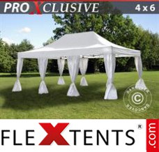 Flex tenda FleXtents PRO 4x6m Branca, incl. 8 cortinas decorativas