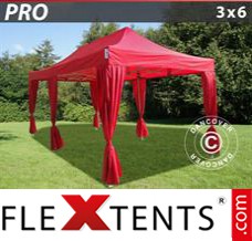 Flex tenda FleXtents PRO 3x6m Vermelho, incl. 6 cortinas decorativas