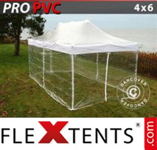 Flex tenda FleXtents PRO 4x6m Transparente, incl. 8 paredes laterais
