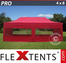 Flex tenda FleXtents PRO 4x8m Vermelho, incl. 6 paredes laterais