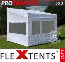 Flex tenda FleXtents PRO Trapezo 3x3m Branco, incl. 4 paredes laterais