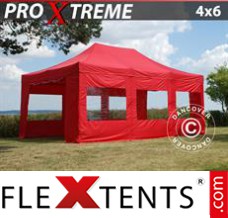 Flex tenda FleXtents Xtreme 4x6m Vermelho, incl. 8 paredes laterais