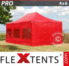 Flex tenda FleXtents PRO 4x6m Vermelho, incl. 8 paredes laterais