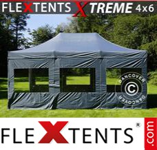 Flex tenda FleXtents Xtreme 4x6m Cinza, incl. 8 paredes laterais