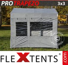 Flex tenda FleXtents PRO Trapezo 3x3m Cinza, incl. 4 paredes laterais