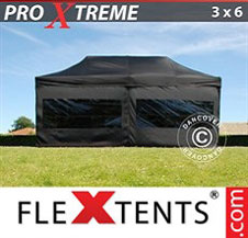 Flex tenda FleXtents Xtreme 3x6m preto, incl. 6 paredes laterais