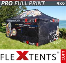 Flex tenda FleXtents PRO com impressão digital total, 4x6m, inclui 4 paredes...