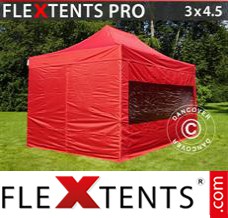 Flex tenda FleXtents PRO 3x4,5m Vermelho, incl. 4 paredes laterais