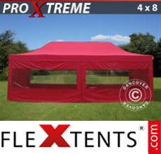 Flex tenda FleXtents Xtreme 4x8m Vermelho, incl. 6 paredes laterais