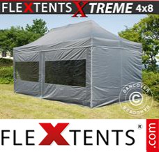 Flex tenda FleXtents Xtreme 4x8m Cinza, incl. 6 paredes laterais