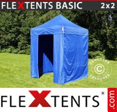 Flex tenda FleXtents Basic, 2x2m Azul, incl. 4 paredes laterais