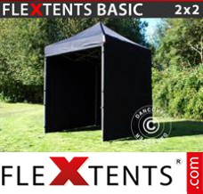 Flex tenda FleXtents Basic, 2x2m Preto, incl. 4 paredes laterais