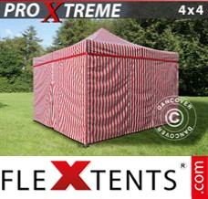 Flex tenda FleXtents Xtreme 4x4m Raiado, incl. 4 paredes laterais