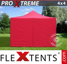 Flex tenda FleXtents Xtreme 4x4m Vermelho, incl. 4 paredes laterais
