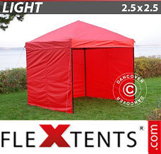 Flex tenda FleXtents Light 2,5x2,5m Vermelho, incl. 4 paredes laterais