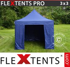 Flex tenda FleXtents PRO 3x3m Azul escuro, incl. 4 paredes laterais