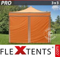 Flex tenda FleXtents PRO, Tenda de trabalho 3x3m Laranja Refletiva, incl. 4...