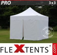 Flex tenda FleXtents PRO "Peaked" 3x3m Branco, incl. 4 paredes laterais