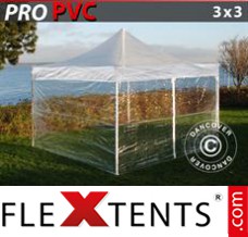 Flex tenda FleXtents PRO 3x3m Transparente, incl. 4 paredes laterais