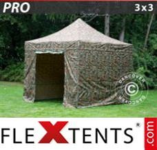 Flex tenda FleXtents PRO 3x3m Camuflagem/Militar, incl. 4 paredes laterais