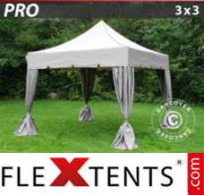 Flex tenda FleXtents PRO "Peaked" 3x3m Latte, incl. 4 cortinas decorativas