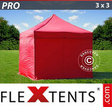 Flex tenda FleXtents PRO 3x3m Vermelho, incl. 4 paredes laterais