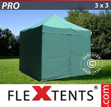 Flex tenda FleXtents PRO 3x3m verde, incl. 4 paredes laterais 