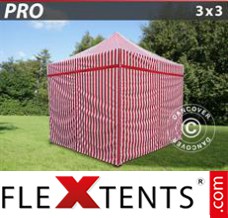 Flex tenda FleXtents PRO 3x3m raiado, incl. 4 paredes laterais