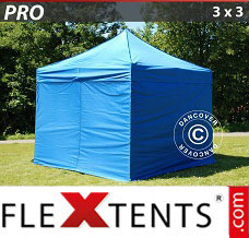 Flex tenda FleXtents PRO 3x3m Azul, incl. 4 paredes laterais