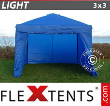 Flex tenda FleXtents Light 3x3m Azul, incl. 4 paredes laterais