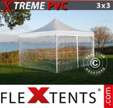 Flex tenda FleXtents Xtreme 3x3m Transparente, incl. 4 paredes laterais