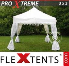 Flex tenda FleXtents Xtreme "Wave" 3x3m Branco, incl. 4 cortinas...