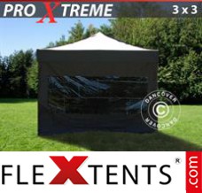 Flex tenda FleXtents Xtreme 3x3m Preto, incl. 4 paredes laterais