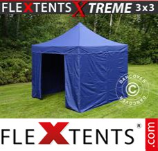 Flex tenda FleXtents Xtreme 3x3m Azul escuro, incl. 4 paredes laterais