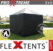 Flex tenda FleXtents Xtreme 3x3m Preto, Retardador de chamas, incl. 4...