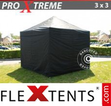 Flex tenda FleXtents Xtreme 3x3m Preto, incl. 4 paredes laterais