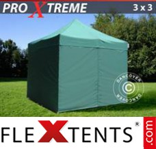 Flex tenda FleXtents Xtreme 3x3m verde, incl. 4 paredes laterais