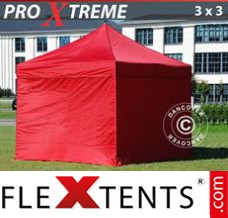 Flex tenda FleXtents Xtreme 3x3m Vermelho, incl. 4 paredes laterais