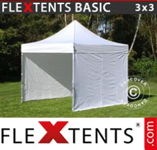 Flex tenda FleXtents Basic, 3x3m Branco, incl. 4 paredes laterais