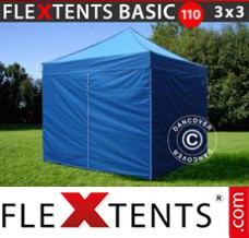 Flex tenda FleXtents Basic 110, 3x3m Azul, incl. 4 paredes laterais