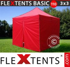 Flex tenda FleXtents Basic 110, 3x3m Vermelho, incl. 4 paredes laterais
