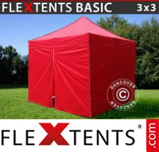 Flex tenda FleXtents Basic, 3x3m Vermelho, incl. 4 paredes laterais