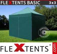 Flex tenda FleXtents Basic, 3x3m verde, incl. 4 paredes laterais