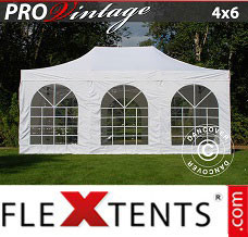 Flex tenda FleXtents PRO Vintage Style 4x6m Branco, incl. 8 paredes...