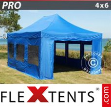 Flex tenda FleXtents PRO 4x6m Azul, incl. 8 paredes laterais