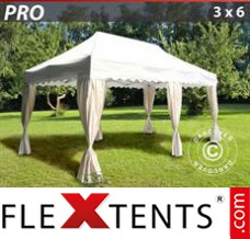 Flex tenda FleXtents PRO "Wave" 3x6m Branco, incl. 6 cortinas decorativas