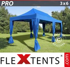 Flex tenda FleXtents PRO 3x6m Azul, inclui 6 cortinas decorativas