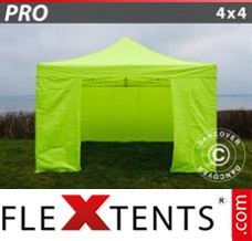 Flex tenda FleXtents PRO 4x4m Amarelo néon/verde, incl. 4 paredes laterais