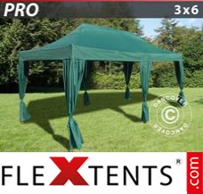 Flex tenda FleXtents PRO 3x6m Verde, inclui 6 cortinas decorativas