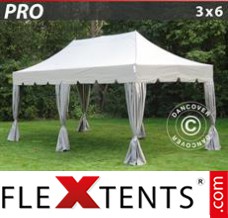 Flex tenda FleXtents PRO "Peaked" 3x6m Latte, incl. 6 cortinas decorativas